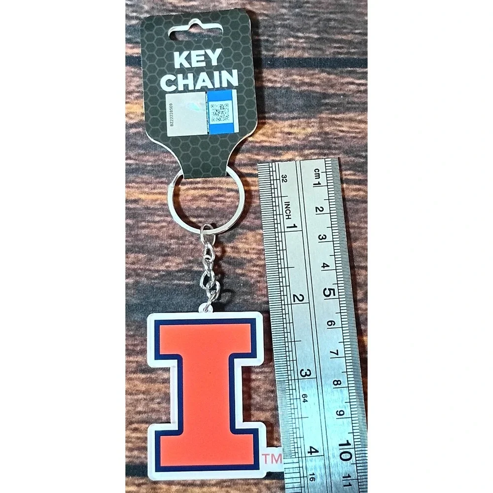 University of Illinois Fighting Illini Block I Logo Keychain‎ Orange Navy Blue